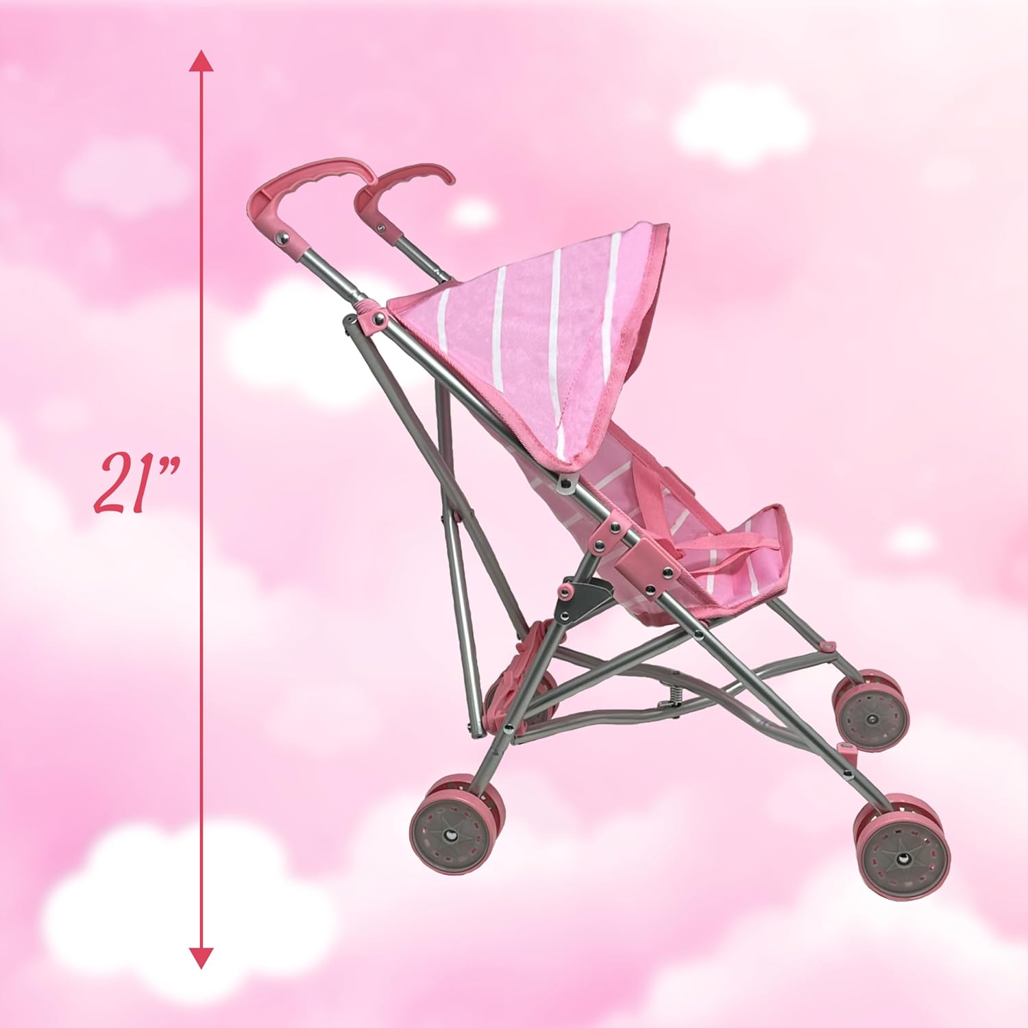 Single Stroller Pink/White Stripes Gift Set