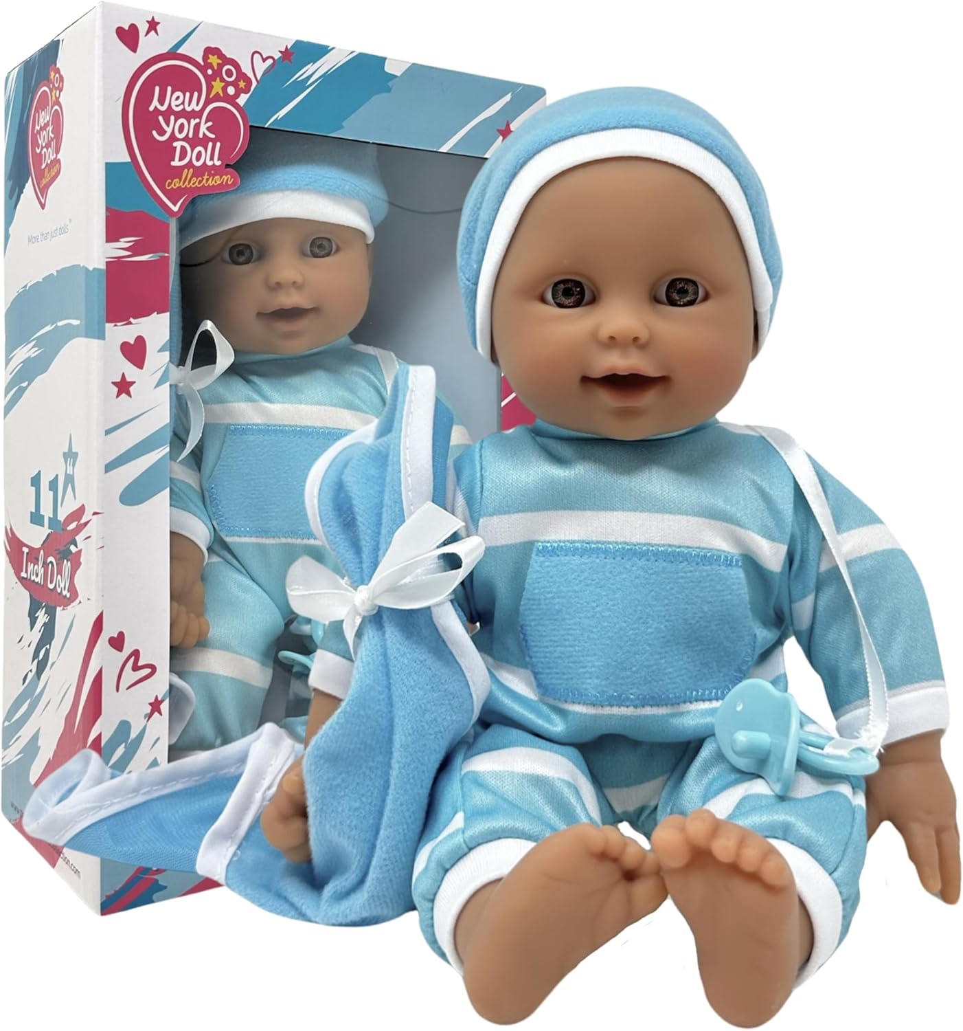 Blue Soft Body Vinyl Doll in Gift Box 11 Inches